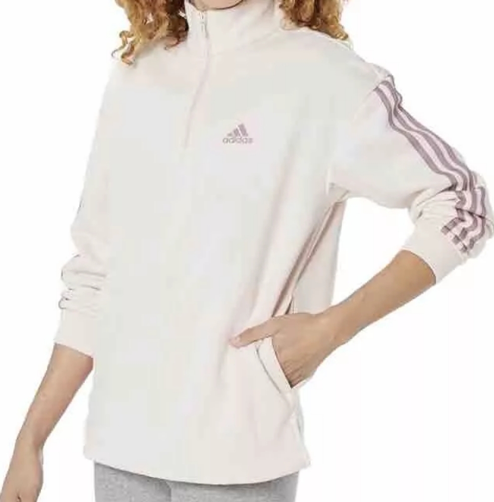 Adidas Women's Quarter-Zip Fleece Sweatshirt Pink Sz XS NWT